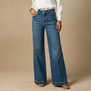 New! ARTEMIS VINTAGE RELAXED HIGH RISE PALAZZO JEANS sz 5/26 med stone wash